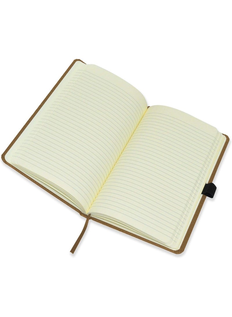 FIS Notebook With Elastic Band & Blue Ink Pen Italian PU Cover, 96 Sheets, Single Ruled, Ivory Paper, Brown Color, 13 x 21 cm Size - FSNB1321BRD202 - Image 4